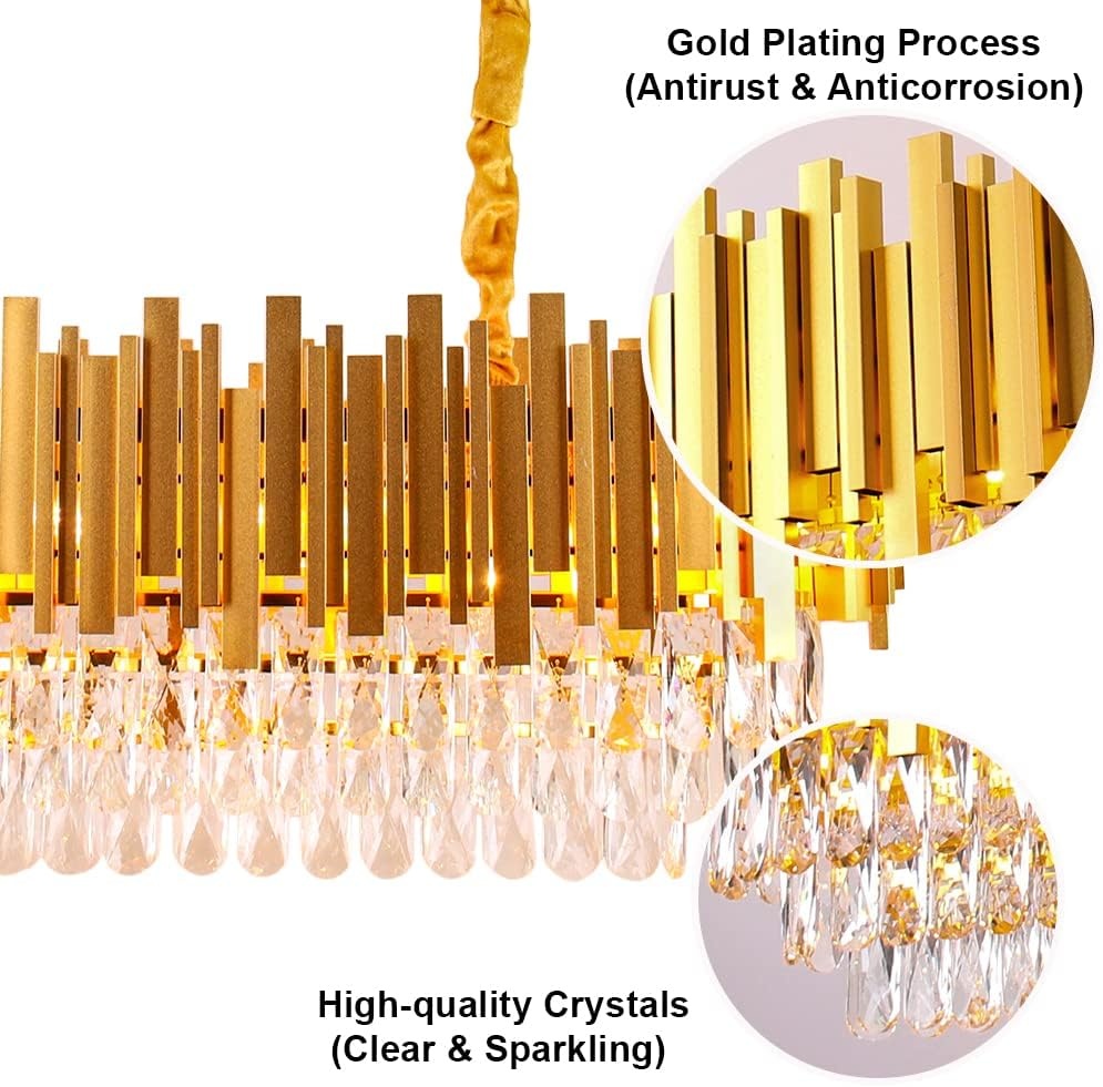 Moderne Kristallen Kroonluchter Goud Ovaal 3-laags Messing