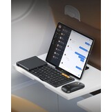 Opvouwbaar toetsenbord en muis set, full-size met numeriek toetsenblok, 2.4G & Dual Bluetooth, QWERTZ-lay-out voor Windows, Mac, Android