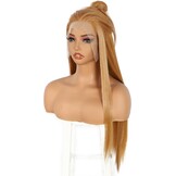 Pruik Lange Rechte Synthetische Geelbruine 13x6 Lace Front Dames Hittebestendig 150% Dichtheid 66 cm