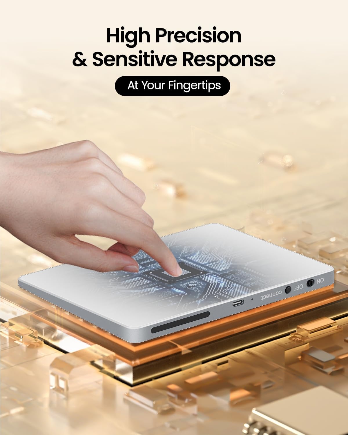 Touchpad Trackpad Bluetooth Multi-Touch Oplaadbaar Nauwkeurig Draagbaar voor 3 Apparaten Windows PC Laptop Desktop - Wit