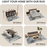 Abstract Vintage Vloerkleed Blauwgroen 200x300 cm - Antislip & Wasbaar Tapijt met 10mm Dikke Spons voor Woonkamer & Slaapkamer