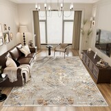 Abstract Vintage Vloerkleed Blauwgroen 200x300 cm - Antislip & Wasbaar Tapijt met 10mm Dikke Spons voor Woonkamer & Slaapkamer