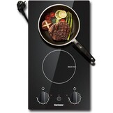 Inductiekookplaat 30 cm - 2 Zones - 3500W - Met Draaiknop - Inclusief Aansluitstekker