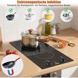 Inductiekookplaat 30 cm - 2 Zones - 3500W - Met Draaiknop - Inclusief Aansluitstekker