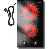 Inductiekookplaat 30 cm - 2 Zones - 3500W - Met Draaiknop - Inclusief Aansluitstekker