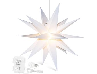 3D LED Kerstster Buiten 58 cm met Batterij & Timer - Opvouwbaar, Weerbestendig, 18 Punten