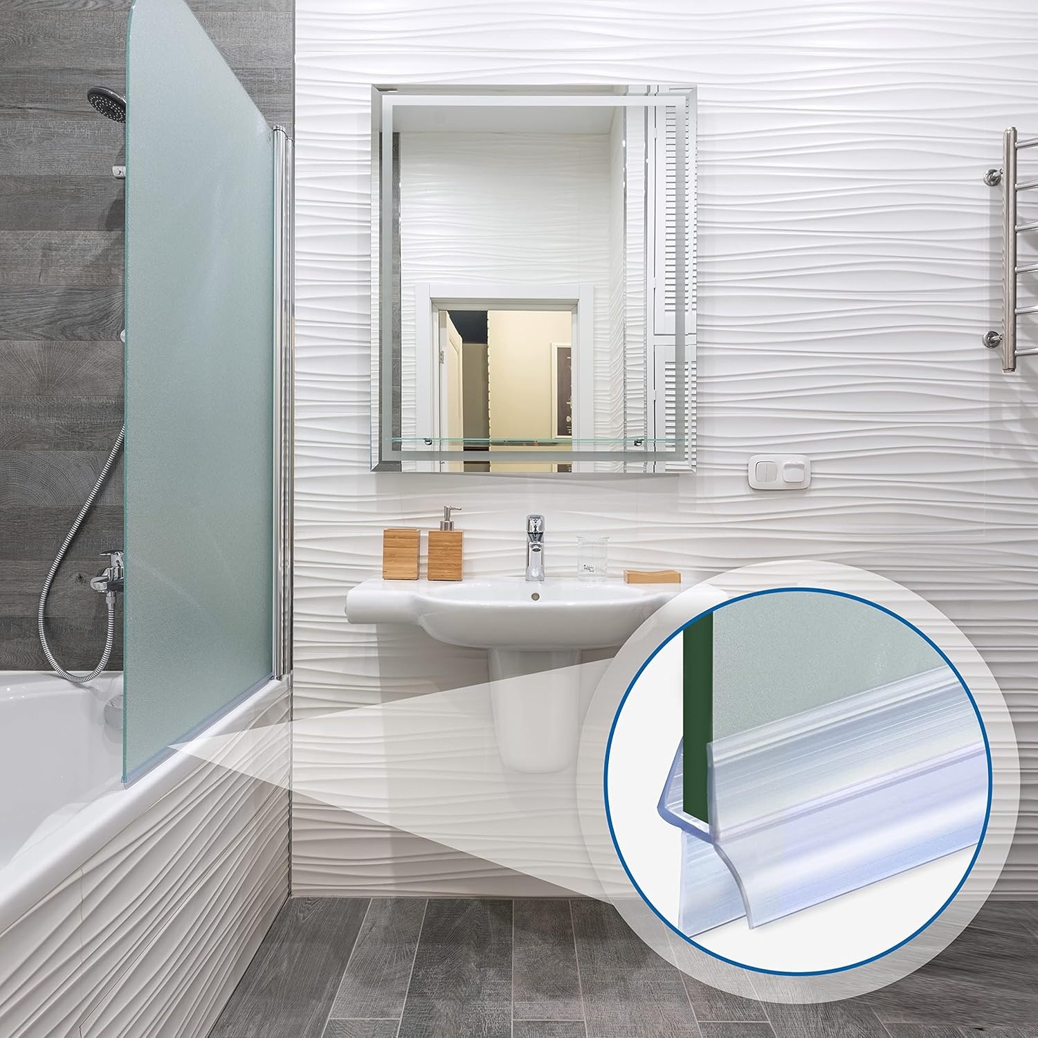 Douchedeur afdichting 2x80 cm voor glasdikte 4/5/6 mm transparant