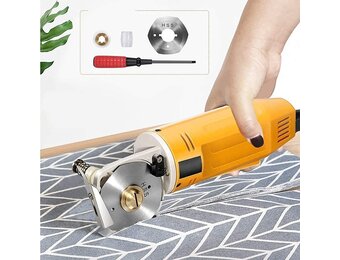 Elektrische roterende stofsnijder draagbaar - Mini schaar met 2 inch rond mes, snijdikte 25mm voor meerlaagse stoffen, textiel, leer, tapijt