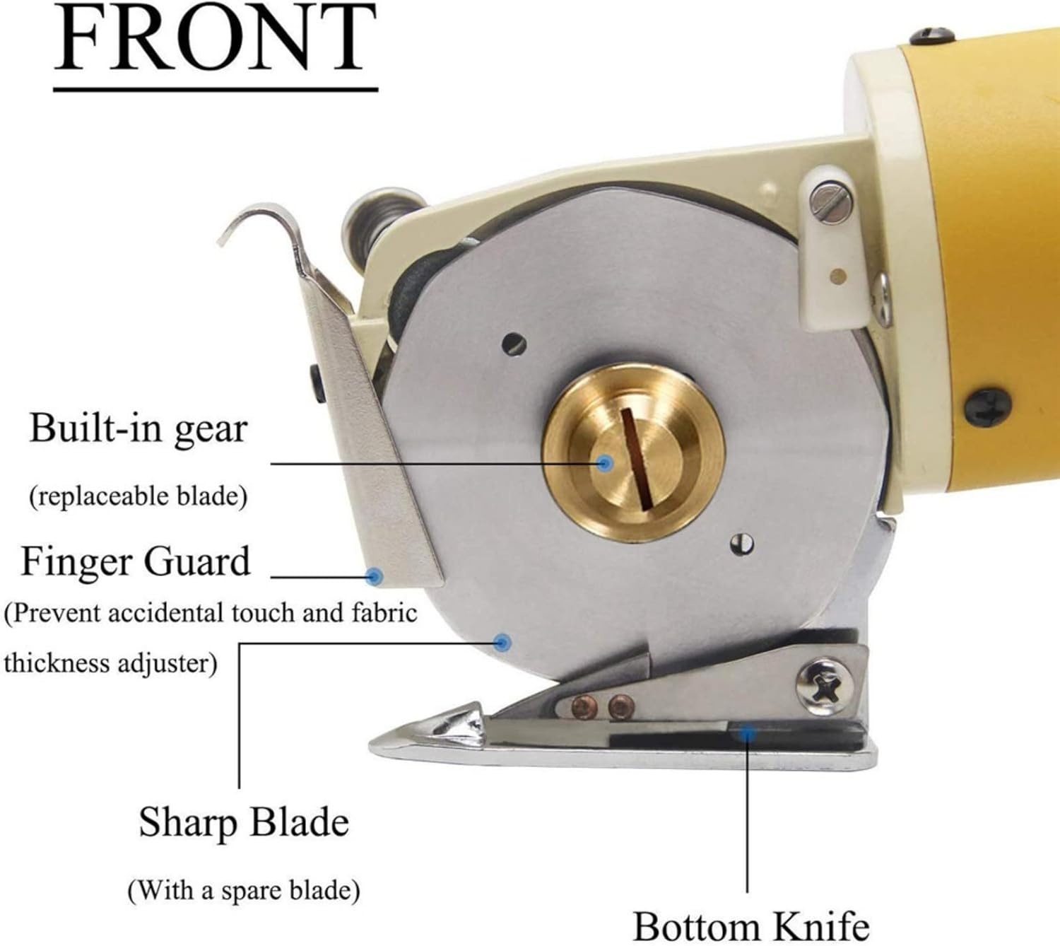 Elektrische roterende stofsnijder draagbaar - Mini schaar met 2 inch rond mes, snijdikte 25mm voor meerlaagse stoffen, textiel, leer, tapijt
