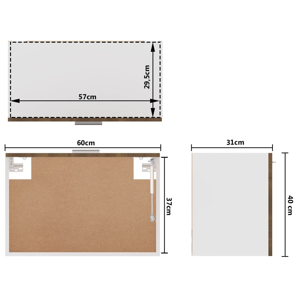 vidaXL Hangkast 60x31x40 cm Bruin Eiken - 62% Korting!