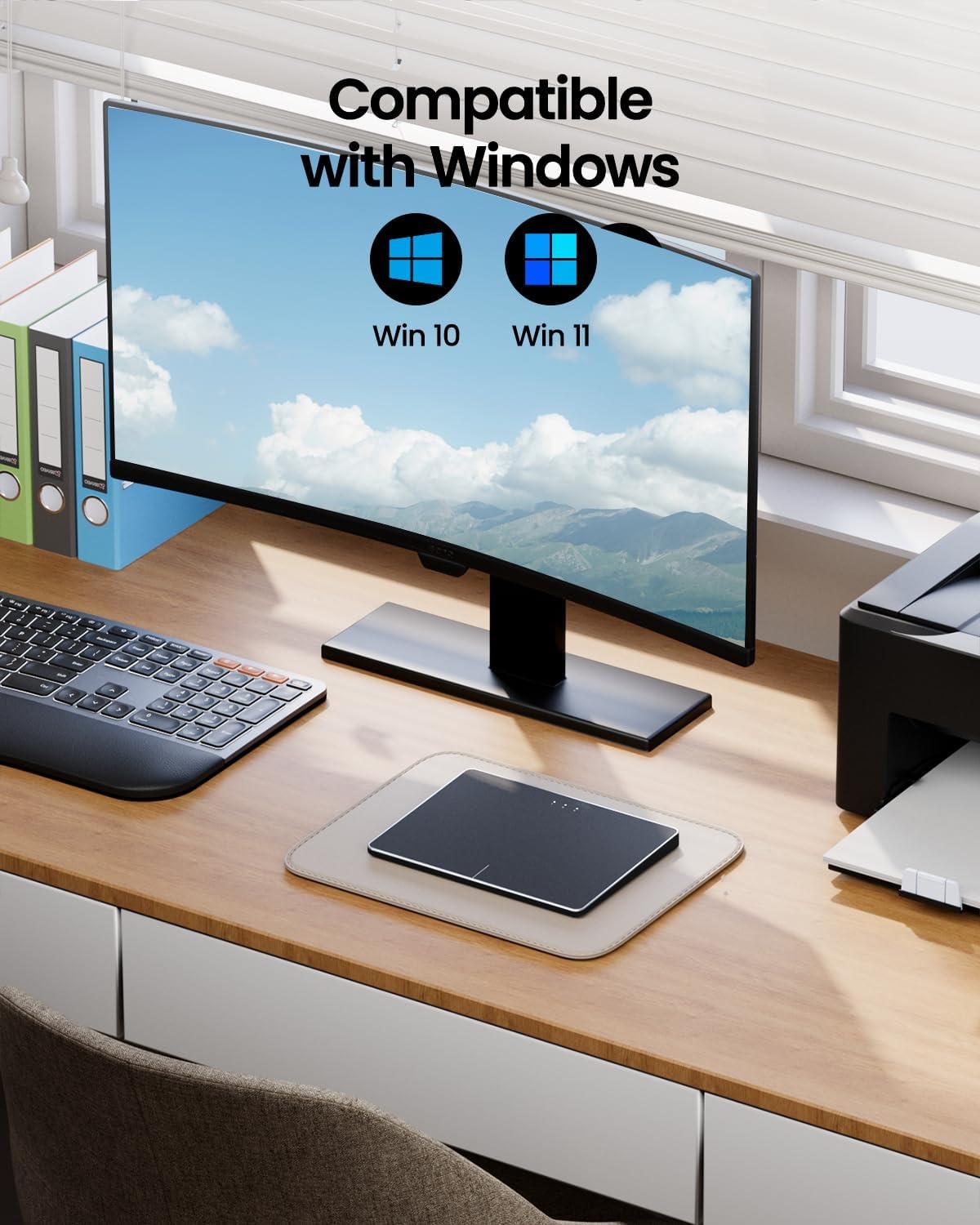 Draadloos trackpad T1 Plus Bluetooth, nauwkeurig met multi-gesture ondersteuning voor Windows 10/11, zwart