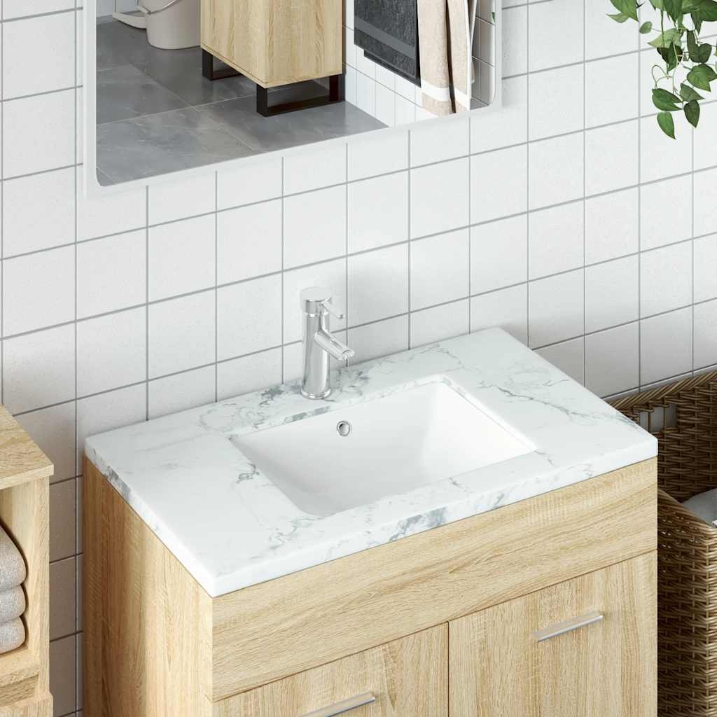 vidaXL Rechthoekige Keramiek Wastafel - Wit - 47,5x35x19,5 cm - 71% Korting!