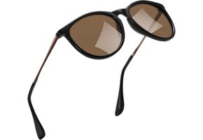 Gepolariseerde Zonnebril Zwart Rond Vintage UV400 - 57% Korting