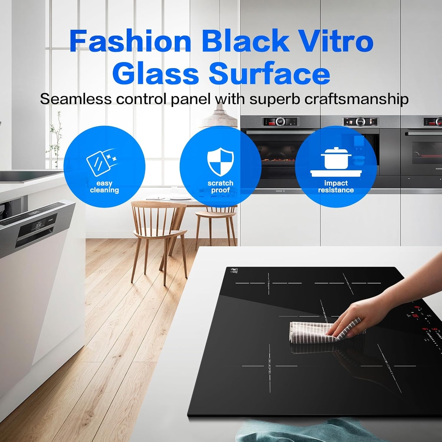 Inbouw Inductiekookplaat 5 Zones 9 Vermogensniveaus Booster Schuifregelaar Timer