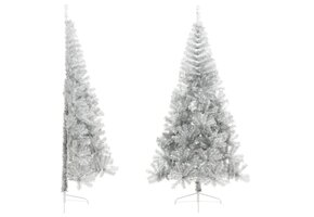 Zilverkleurige Halve Kunstkerstboom 240cm met Standaard (62% Korting)