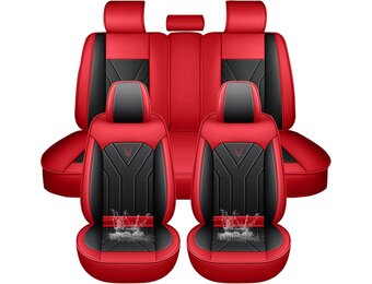 Autostoelhoezen Kunstleer Waterdicht Universeel Rood Complete Set Ademend Slijtvast Comfortabel