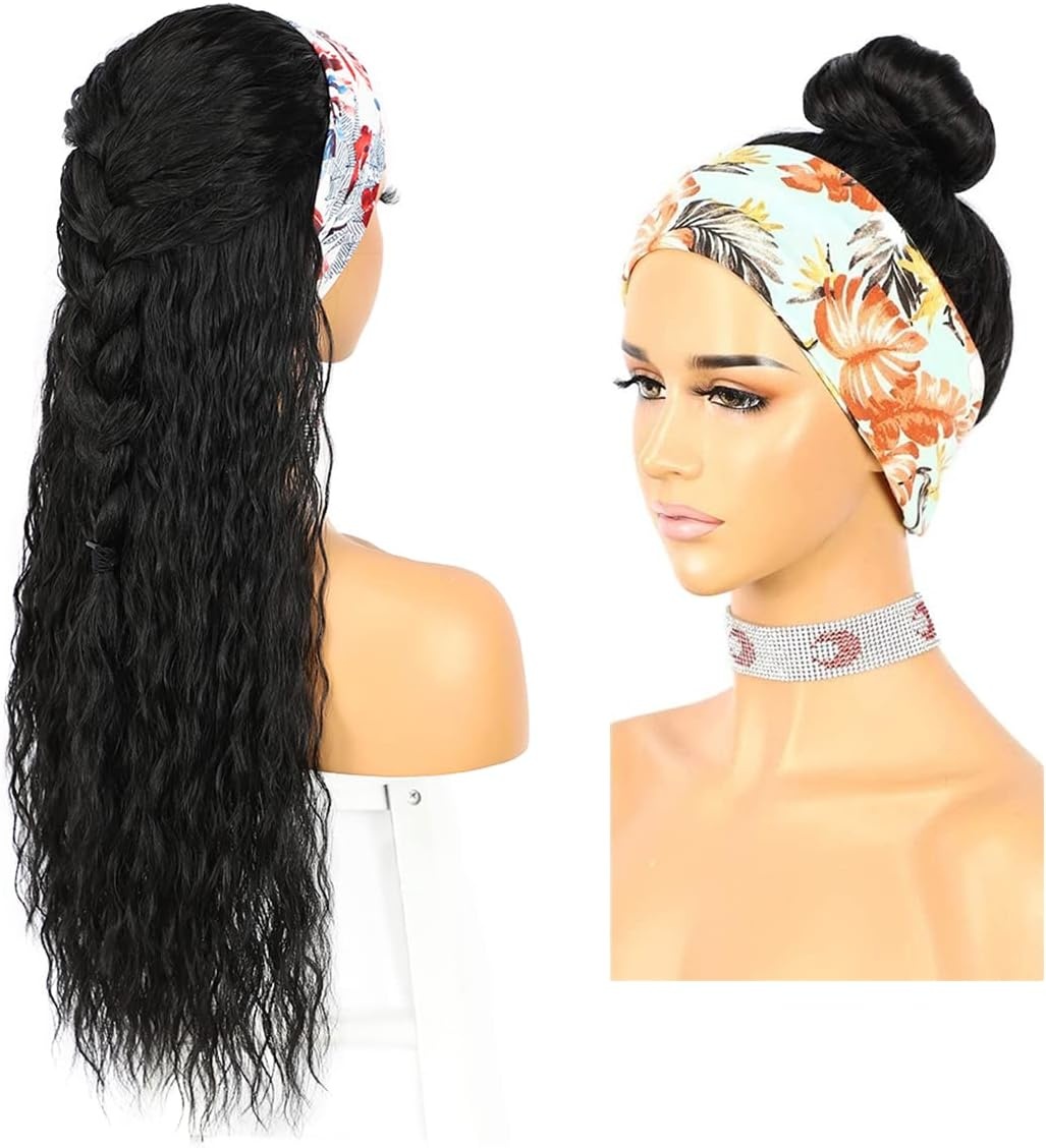 Zwarte Watergolf Haarbandpruik Synthetisch 26" Glueless - 52% Korting!