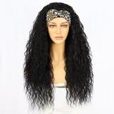Zwarte Watergolf Haarbandpruik Synthetisch 26" Glueless - 52% Korting!