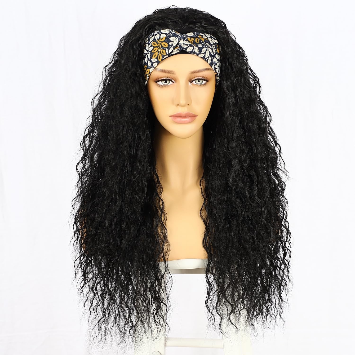 Zwarte Watergolf Haarbandpruik Synthetisch 26" Glueless - 52% Korting!
