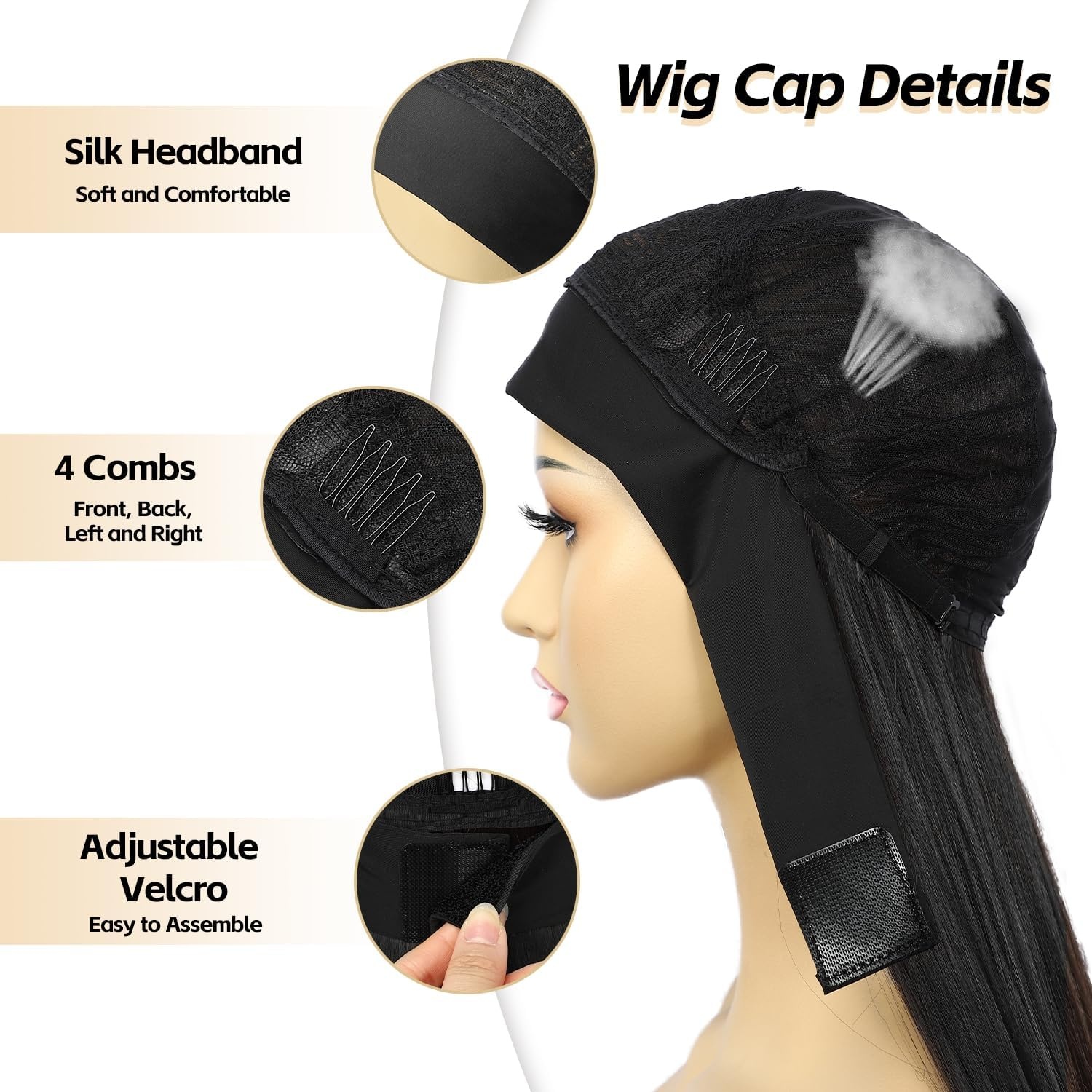 Zwarte Watergolf Haarbandpruik Synthetisch 26" Glueless - 52% Korting!