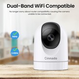 Indoor babyfoon met camera 5MP dual-band WiFi, nachtzicht in kleur, bewegingstracking, 360° rotatie en Alexa