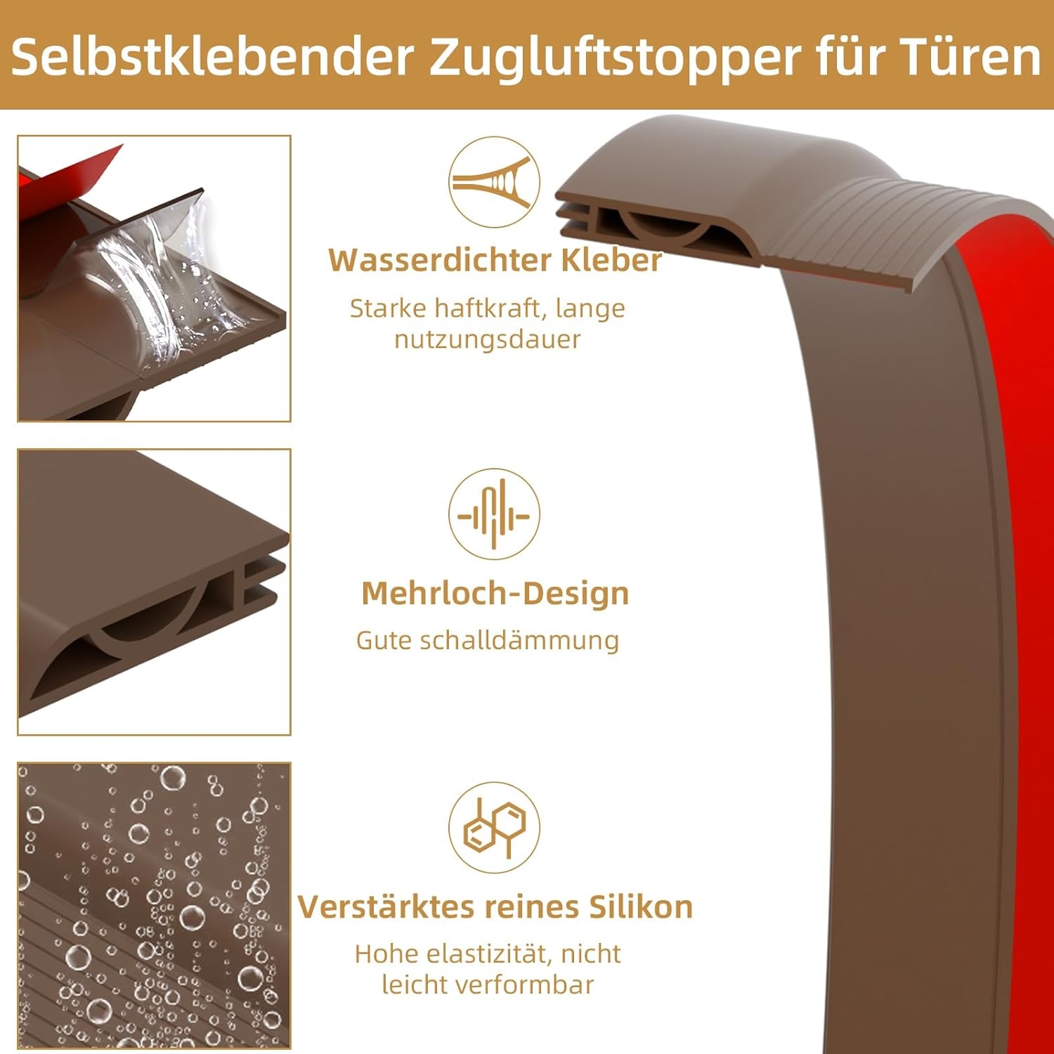 Bruine Zelfklevende Tochtstopper voor Deuren (100 cm) - 49% Korting
