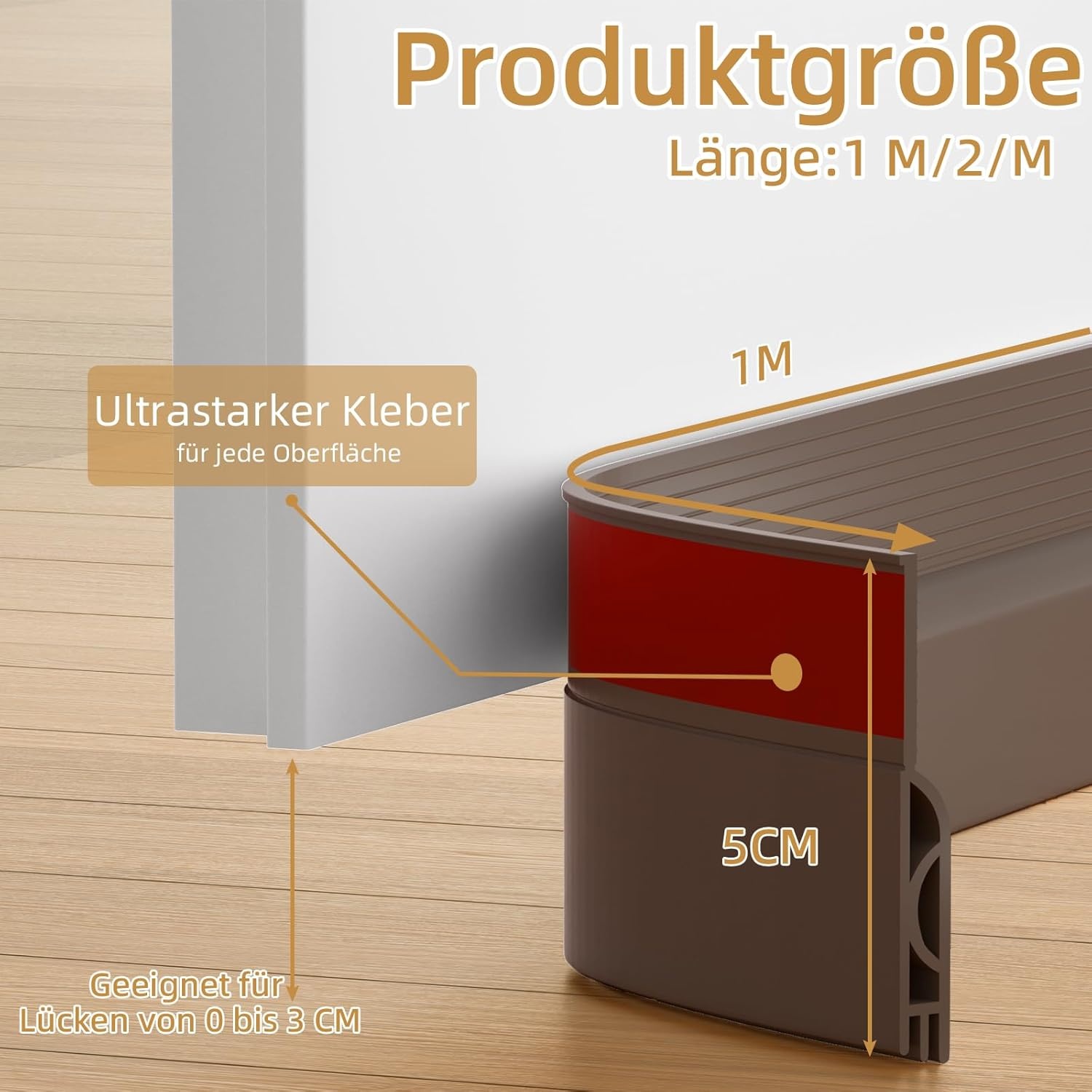 Zelfklevende Tochtstrip Deur - 1m Bruin - 25% Korting