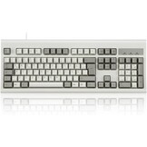 Toetsenbord USB bekabeld volledig formaat, ergonomisch retro/vintage design, hoge toetsenhub, grijs/wit