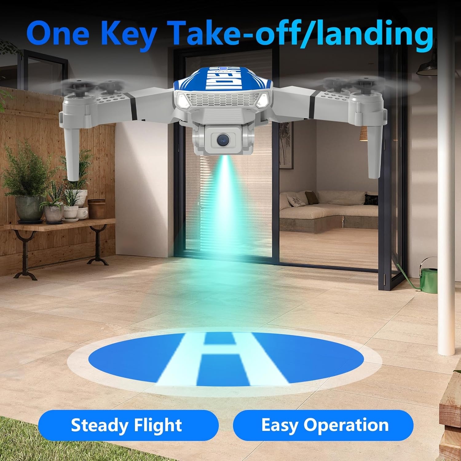 Mini Drone IDEA12 Blauw | 1080P Camera, 270° Hindernisvermijding | 62% Korting