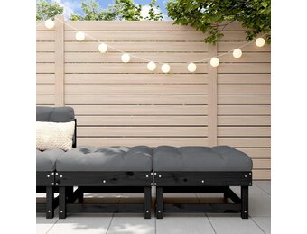 vidaXL Tuinvoetenbanken met kussens 2 st massief grenenhout zwart