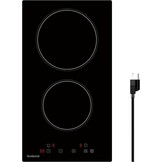 Keramische kookplaat 2-pits, Domino, 3000W, 9 warmtestanden, timer, aanraakbediening, automatische uitschakeling, kinderbeveiliging