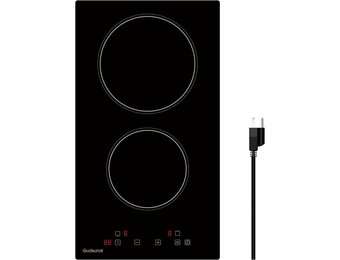 Keramische kookplaat 2-pits, Domino, 3000W, 9 warmtestanden, timer, aanraakbediening, automatische uitschakeling, kinderbeveiliging