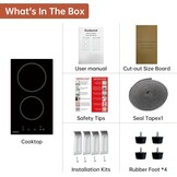 Keramische kookplaat 2-pits, Domino, 3000W, 9 warmtestanden, timer, aanraakbediening, automatische uitschakeling, kinderbeveiliging