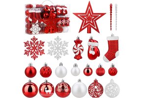 Kerstballen Set 128 Stuks Onbreekbaar Rood - 52% Korting!