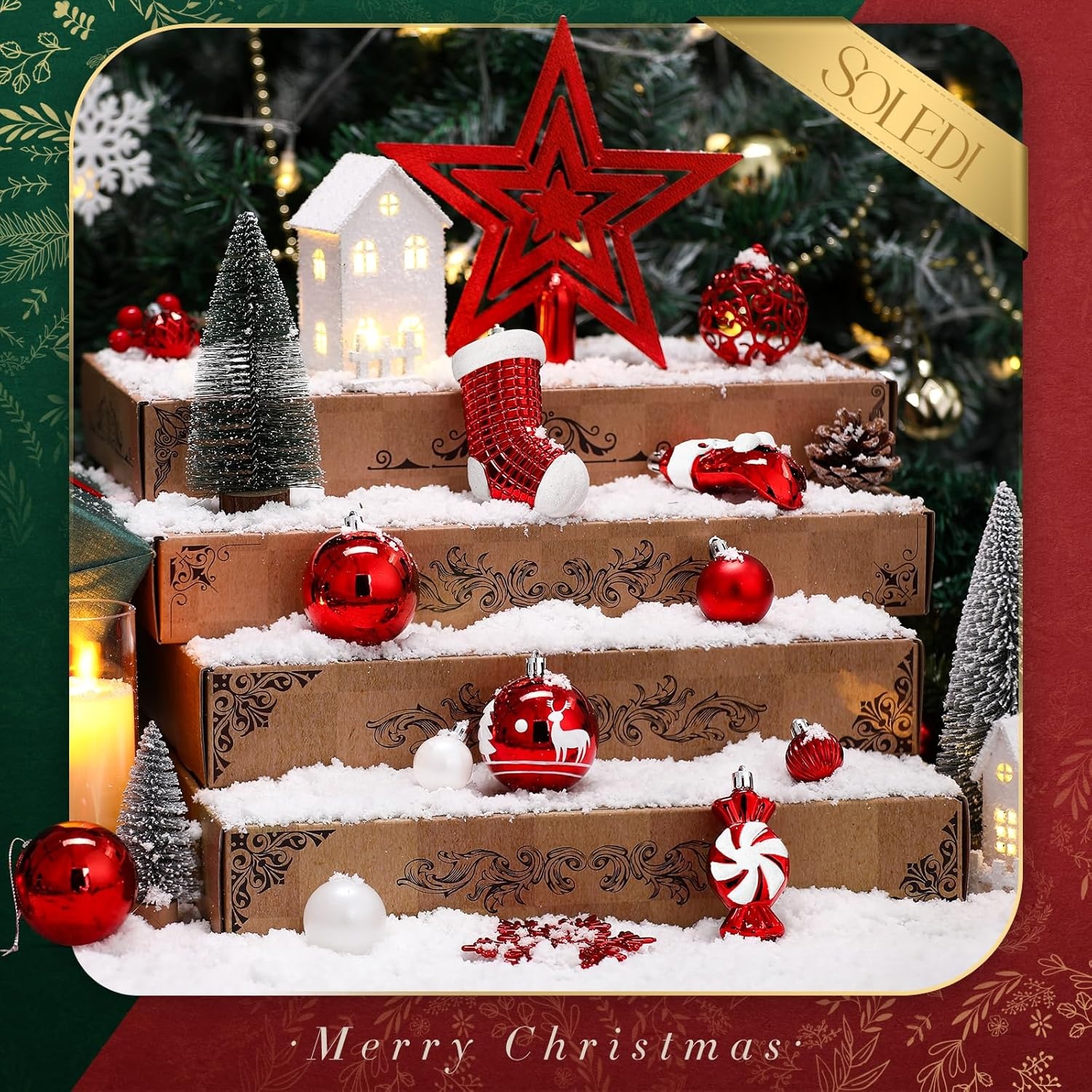 Kerstballen Set 128 Stuks - Onbreekbaar Rood Glanzend Mat Glitter - 60% Korting