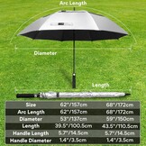 Golfparaplu UV-bescherming Winddicht Waterdicht Zilver/Zwart 62 Inch