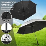 Golfparaplu UV-bescherming Winddicht Waterdicht Zilver/Zwart 62 Inch