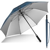 Golfparaplu UV-bescherming Winddicht Waterdicht Zilver/Zwart 62 Inch