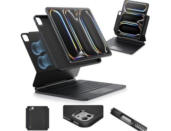 Toetsenbordhoes voor iPad Pro 13-inch (M4, 2024) met verstelbare magnetische standaard, hoge modus, verwijderbare hoes, Rebound 360-serie, antraciet