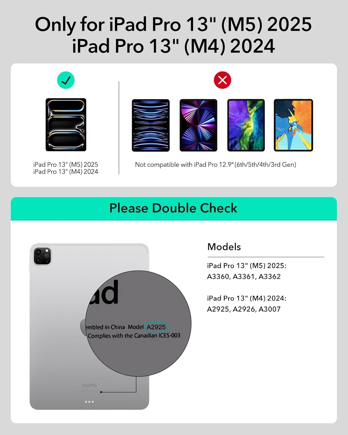 Toetsenbordhoes voor iPad Pro 13-inch (M4, 2024) met verstelbare magnetische standaard, hoge modus, verwijderbare hoes, Rebound 360-serie, antraciet