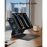 Toetsenbordhoes voor iPad Pro 13-inch (M4, 2024) met verstelbare magnetische standaard, hoge modus, verwijderbare hoes, Rebound 360-serie, antraciet