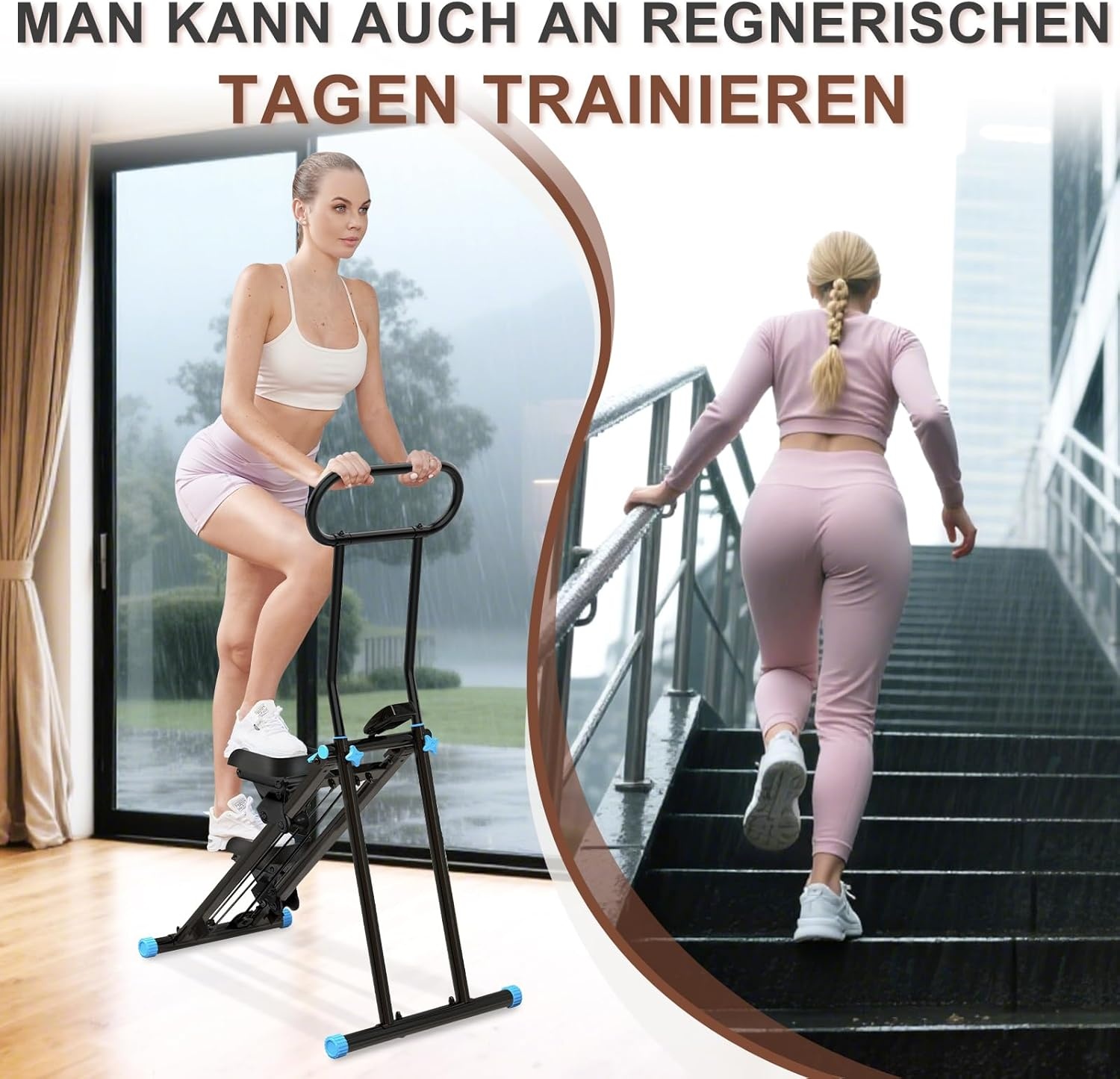 Verticale Klimmachine, Opvouwbare Pedaal Stepper, Draagbaar, met LCD-scherm en Verstelbaar Stuur voor Thuistraining