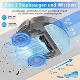 Robotstofzuiger met dweilfunctie 2-in-1, 4500 Pa zuigkracht, zelfopladend, wifi, 150 min, voor dierenharen, tapijt & harde vloeren