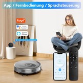 Robotstofzuiger met dweilfunctie 2-in-1, 4500 Pa zuigkracht, zelfopladend, wifi, 150 min, voor dierenharen, tapijt & harde vloeren