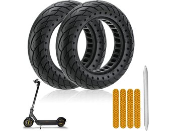Scooterbanden Massief Rubber 10 inch 10x2.50 60/70-6,5 voor Ninebot Max G30D 2 Set van 2 met Stickers & Gereedschap