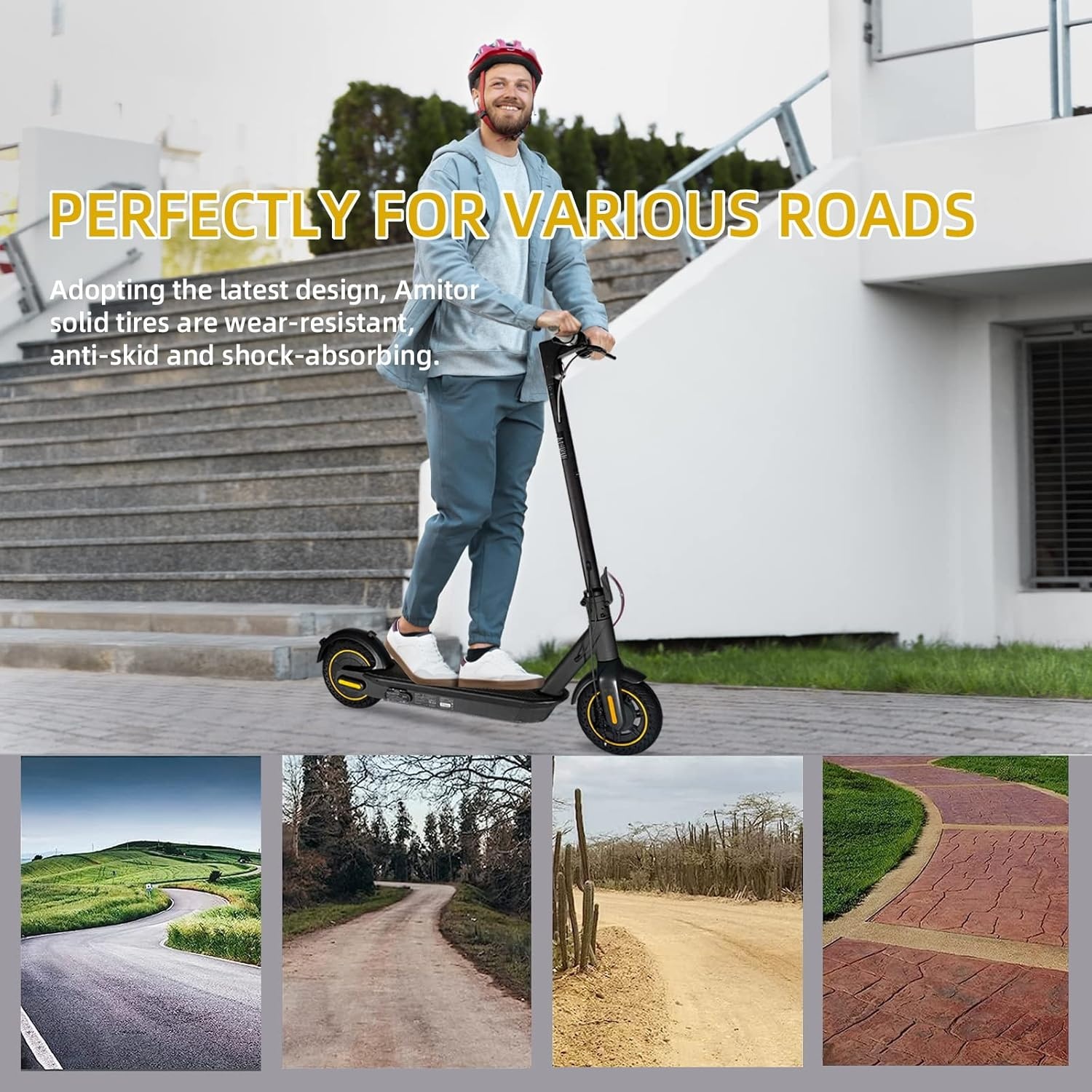 Scooterbanden Massief Rubber 10 inch 10x2.50 60/70-6,5 voor Ninebot Max G30D 2 Set van 2 met Stickers & Gereedschap