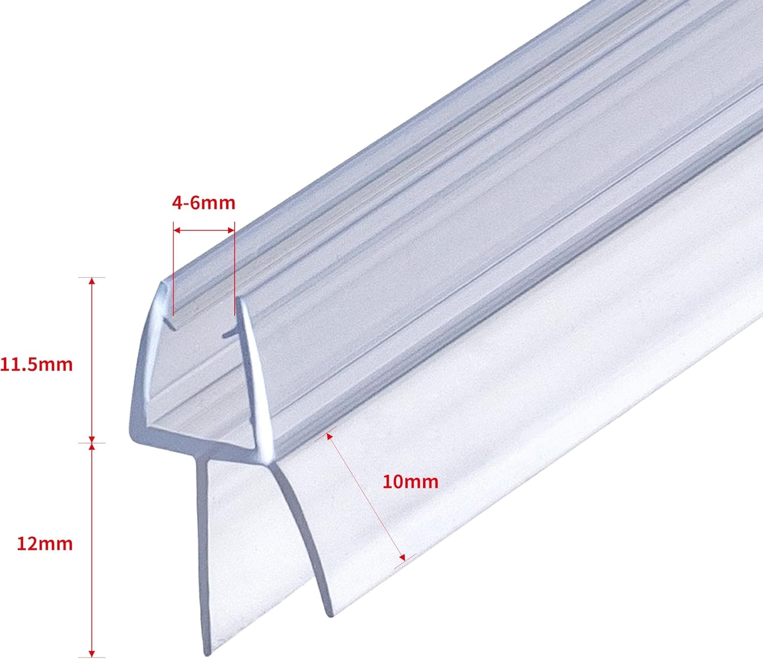 Doucheafdichting 2x 80 cm, reserveafdichting voor glasdikte 4/5/6 mm, met verlengde rubberen randen voor douchecabines en glazen deuren