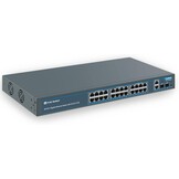 Gigabit PoE-switch 28-poorts met 24x PoE+ (400W), 2x Gigabit Uplink, 2x SFP, AI Watchdog, VLAN, onbeheerd, metaal voor desktop/rackmontage