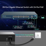 Gigabit PoE-switch 28-poorts met 24x PoE+ (400W), 2x Gigabit Uplink, 2x SFP, AI Watchdog, VLAN, onbeheerd, metaal voor desktop/rackmontage