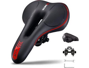 Fietszadel Gel Ergonomisch Schokdempend Ademend met Waterdichte Afdekking & Nachtreflexstrepen voor Dames & Heren Mountainbike Racefiets